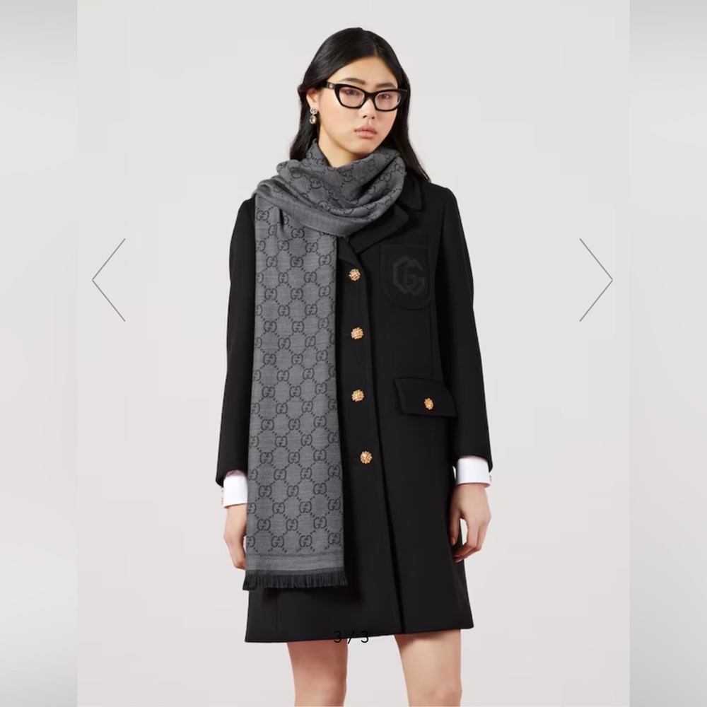 Gucci Unisex GG JACQUARD PATTERN KNITTED Wool SCARF, $500